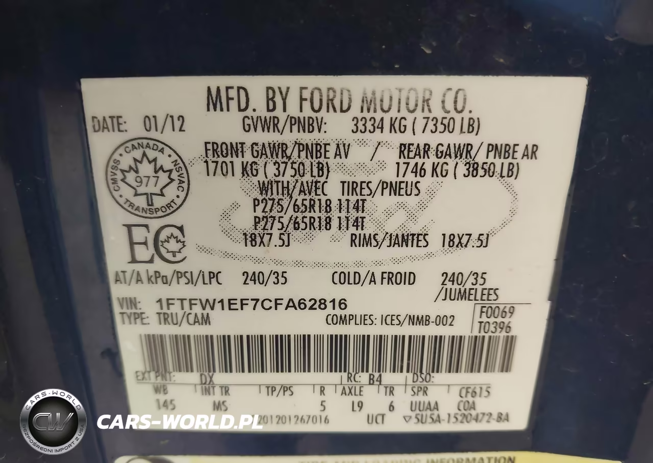 2012 Ford F-150 Xlt VIN:1FTFW1EF7CFA62816 - 9