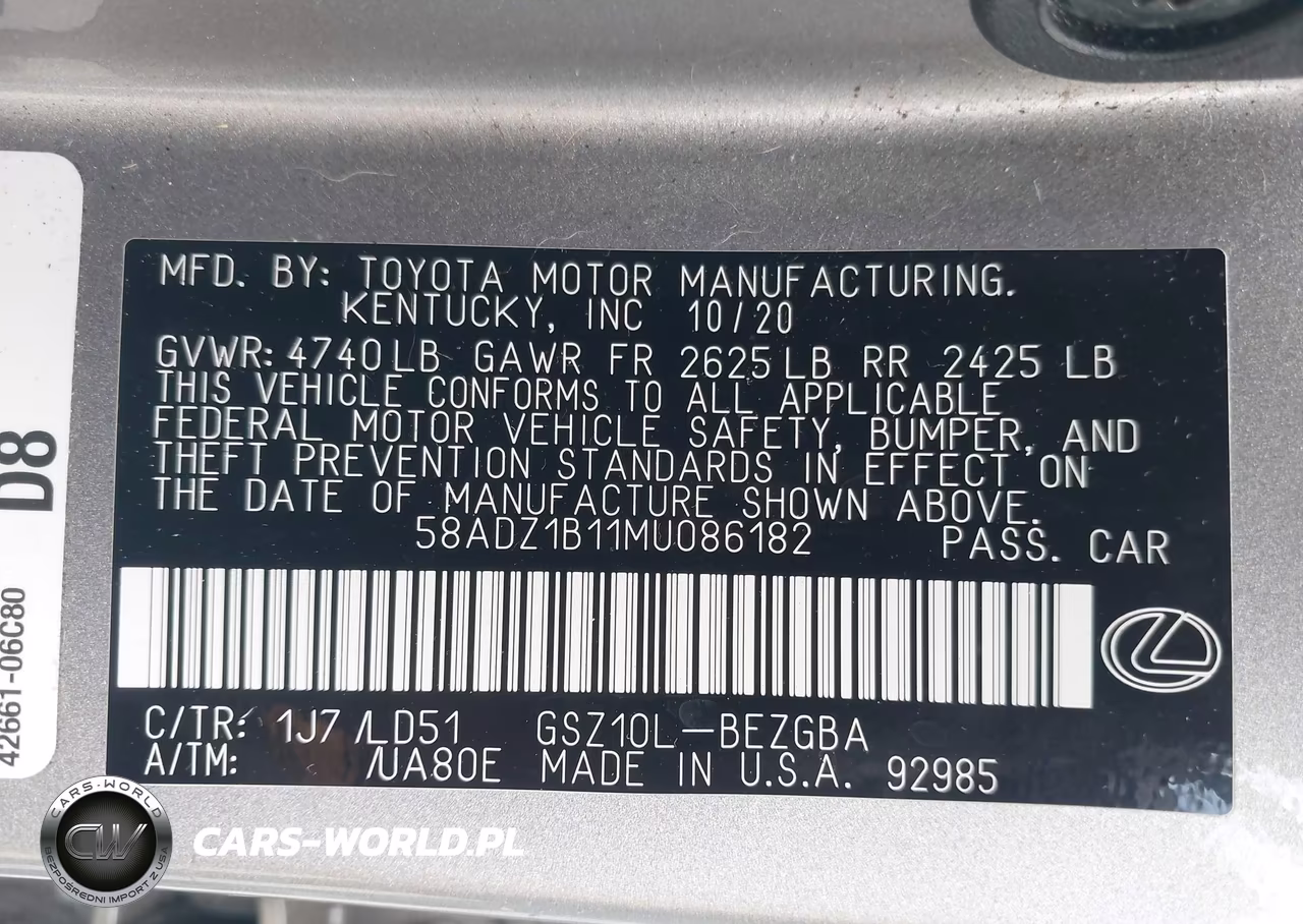2021 Lexus Es 350 VIN:58ADZ1B11MU086182 - 9