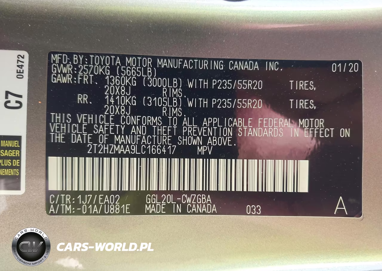 2020 Lexus Rx 350 VIN:2T2HZMAA9LC166417 - 9