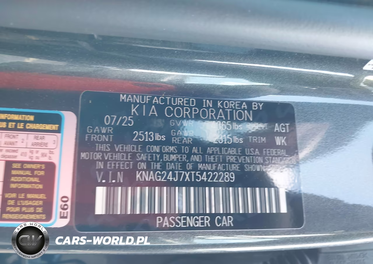2026 Kia K5 Lxs Fwd VIN:KNAG24J7XT5422289 - 9
