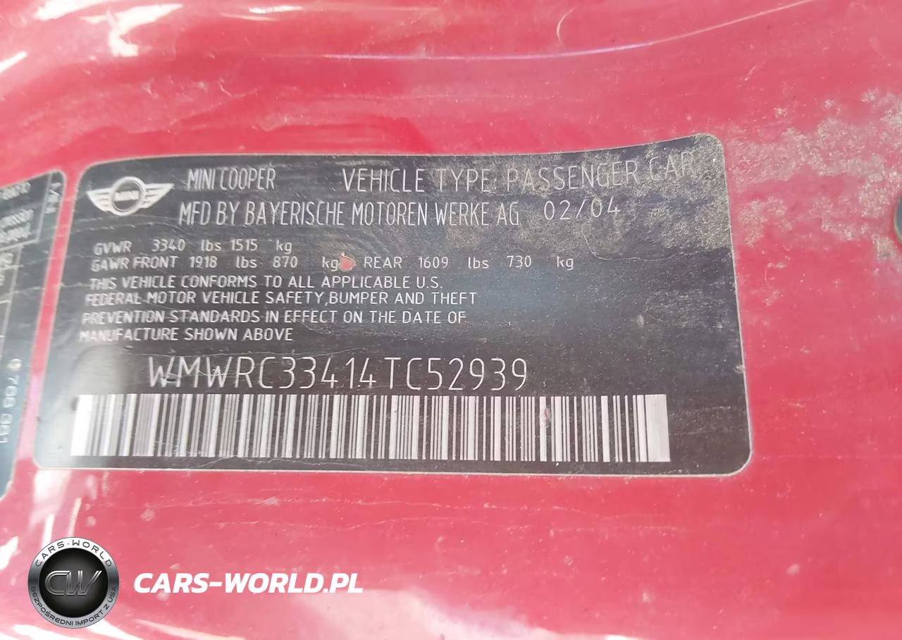 2004 Mini Cooper VIN:WMWRC33414TC52939 - 9