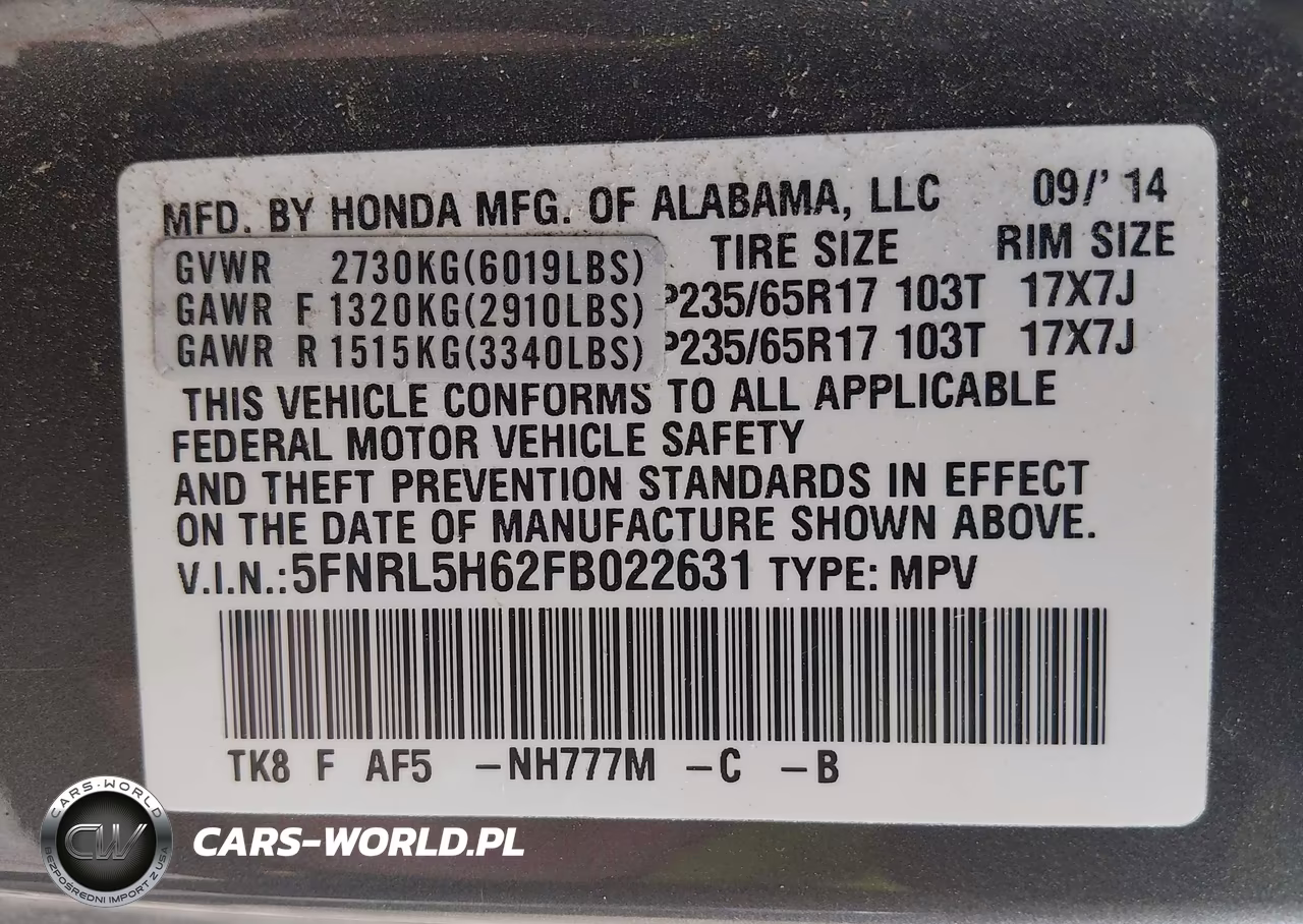 2015 Honda Odyssey Ex-L VIN:5FNRL5H62FB022631 - 9