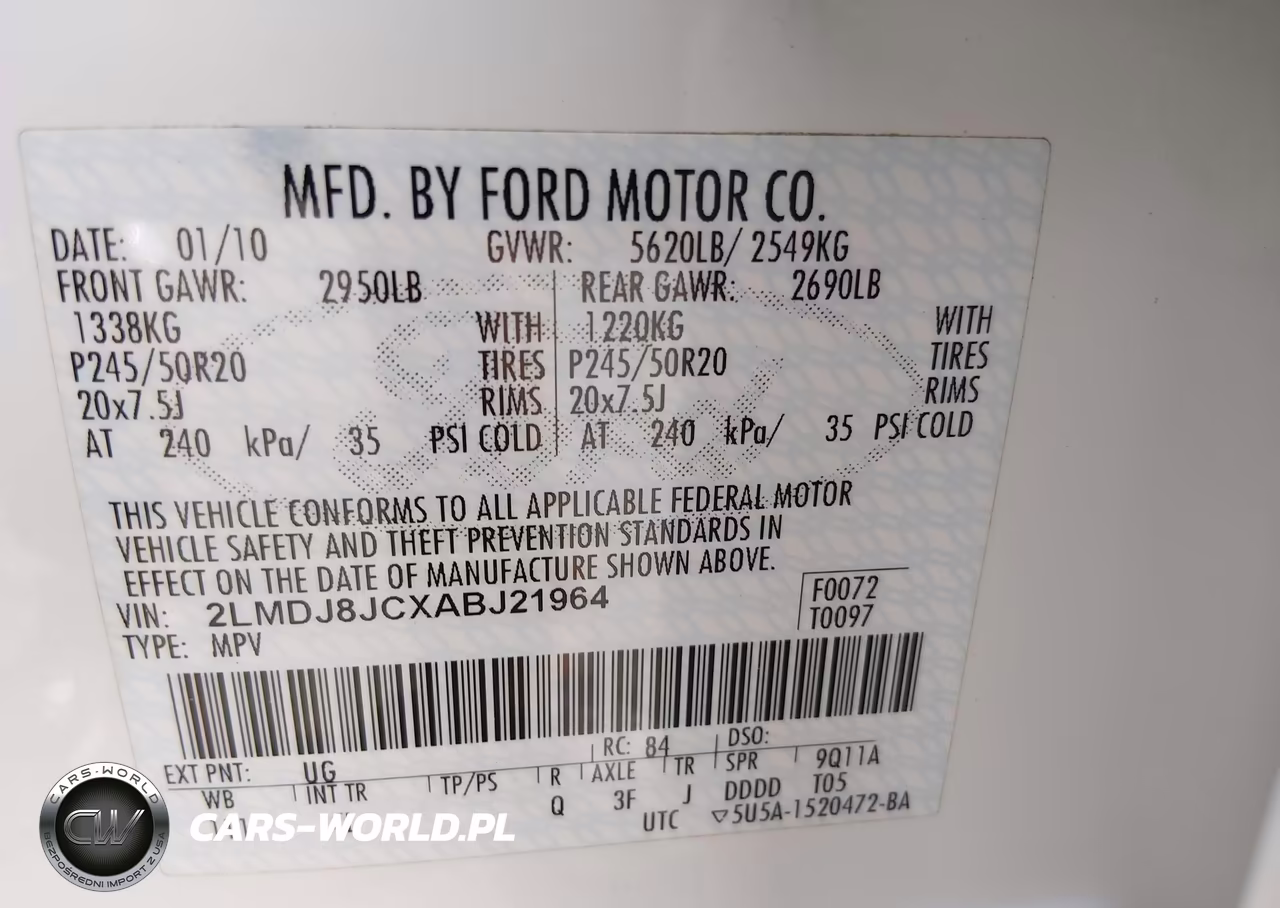2010 Lincoln Mkx VIN:2LMDJ8JCXABJ21964 - 9