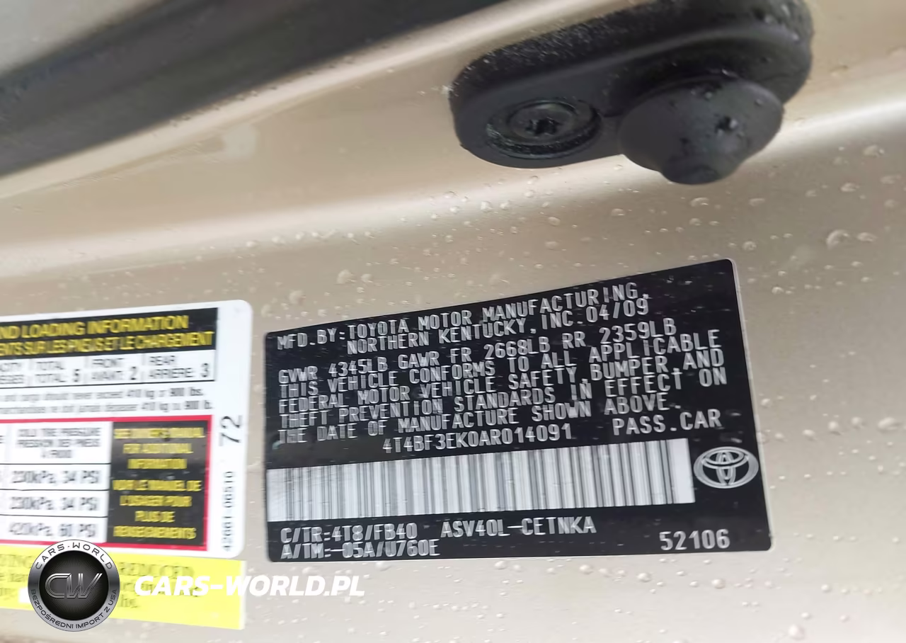 2010 Toyota Camry Le VIN:4T4BF3EK0AR014091 - 9