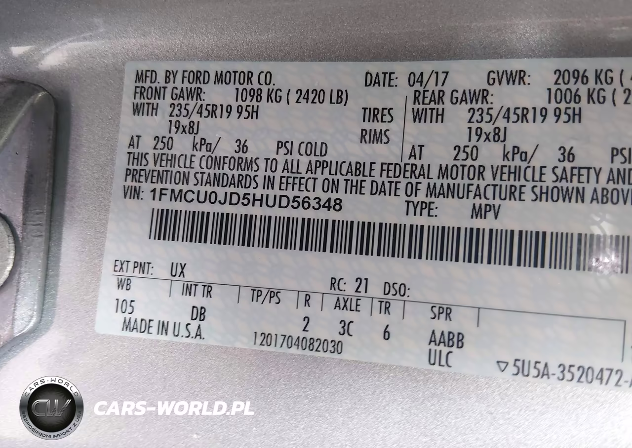 2017 Ford Escape Titanium VIN:1FMCU0JD5HUD56348 - 9