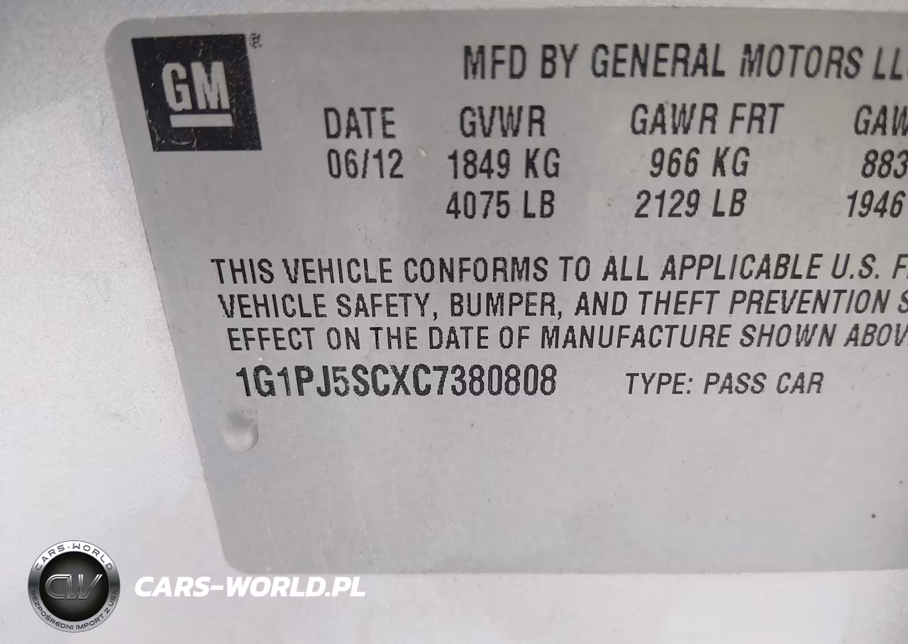 2012 Chevrolet Cruze Eco VIN:1G1PJ5SCXC7380808 - 9