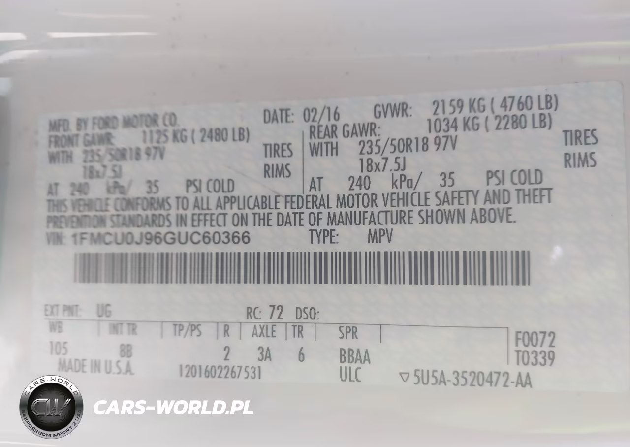 2016 Ford Escape Titanium VIN:1FMCU0J96GUC60366 - 9