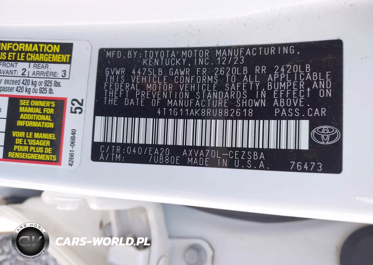 2024 Toyota Camry Se VIN:4T1G11AK8RU882618 - 9