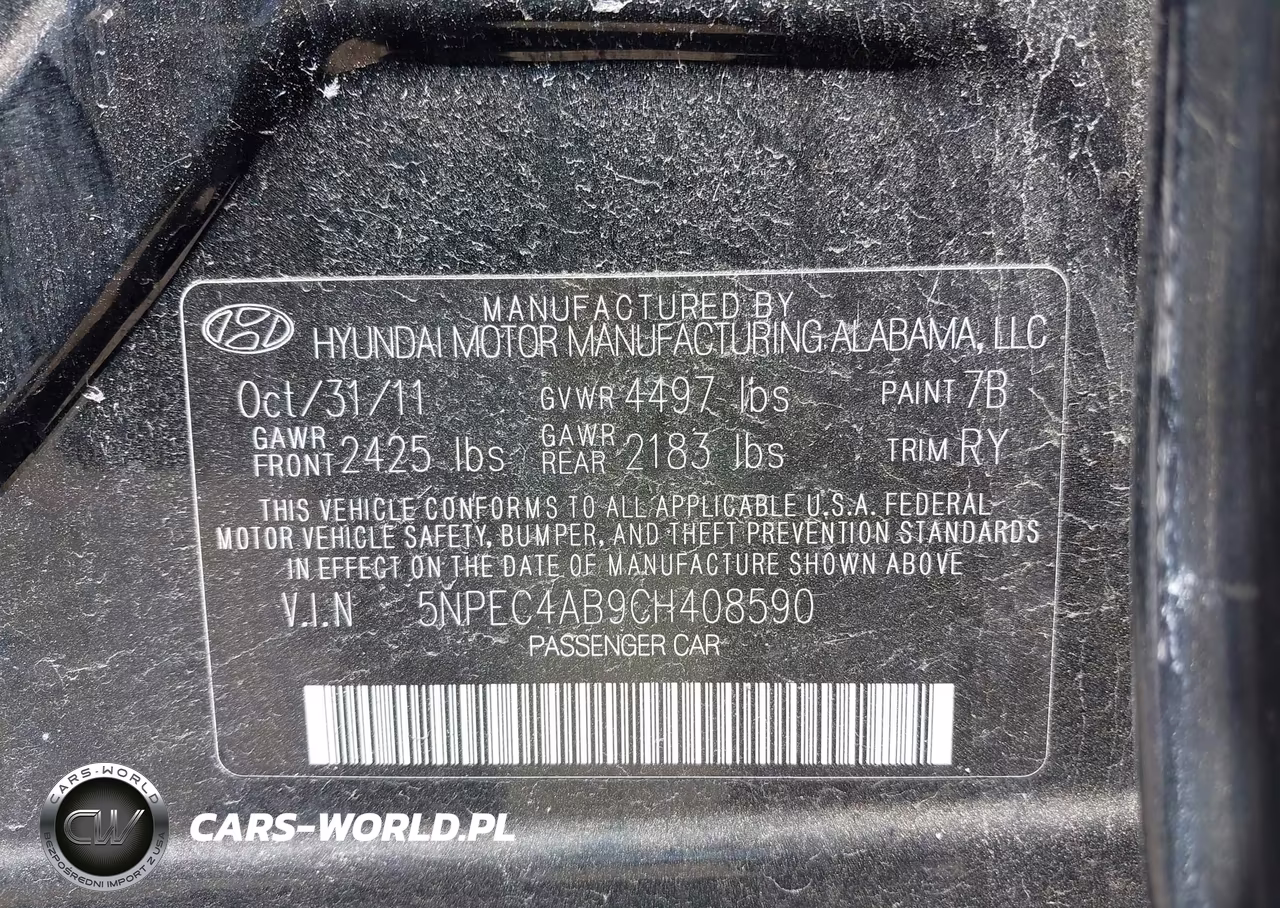 2012 Hyundai Sonata Limited 2.0T VIN:5NPEC4AB9CH408590 - 9