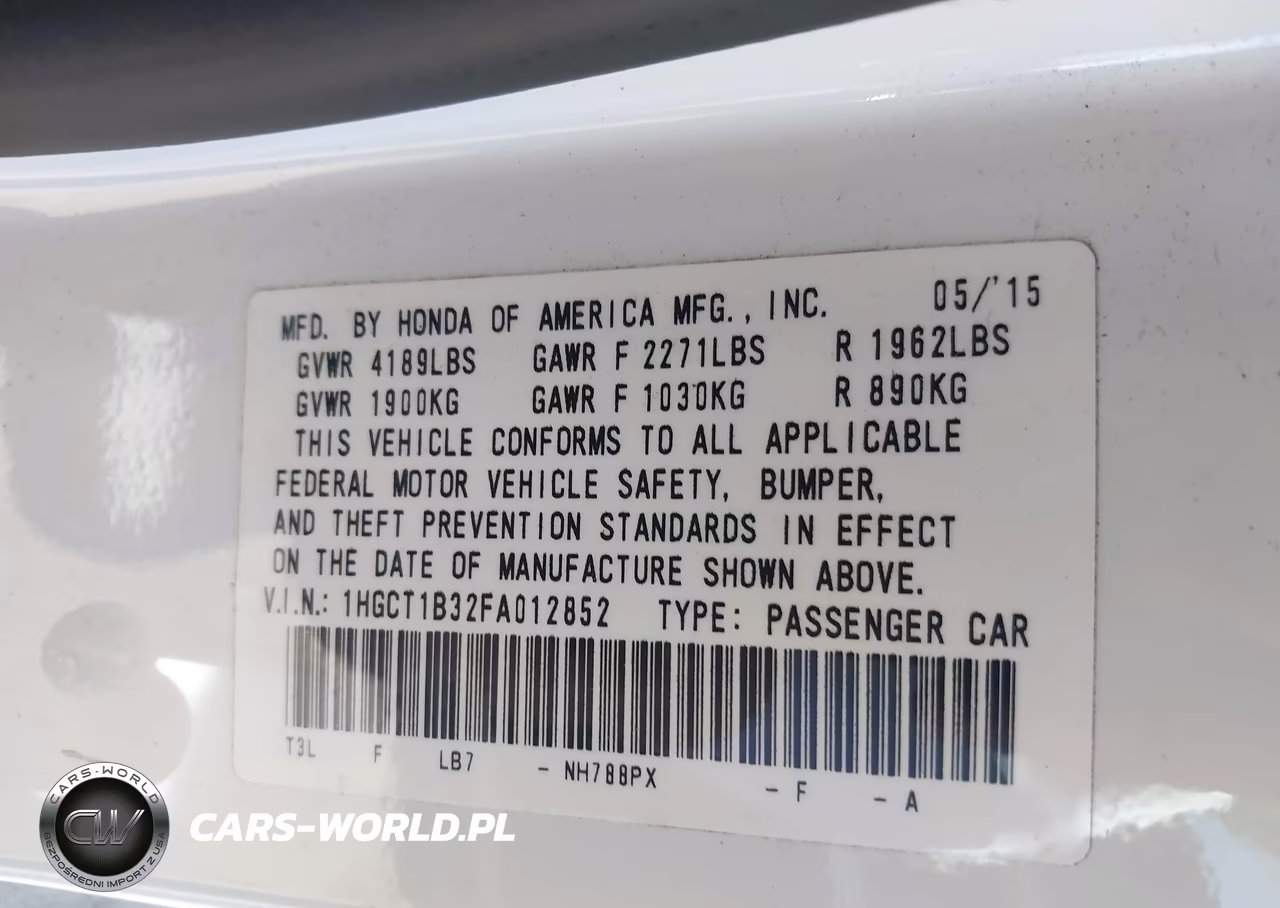 2015 Honda Accord Lx-S VIN:1HGCT1B32FA012852 - 9