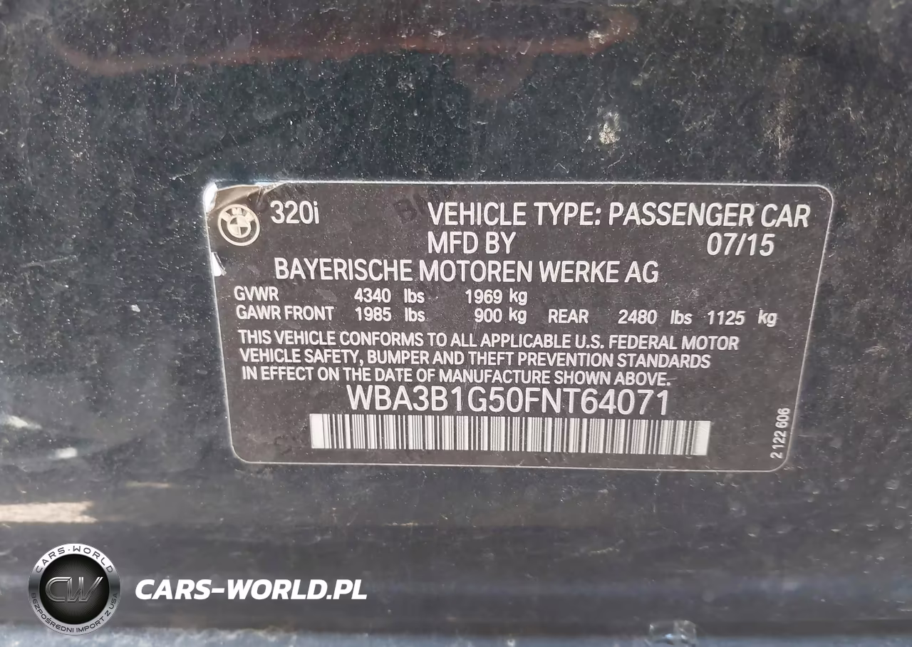 2015 BMW 320I VIN:WBA3B1G50FNT64071 - 9