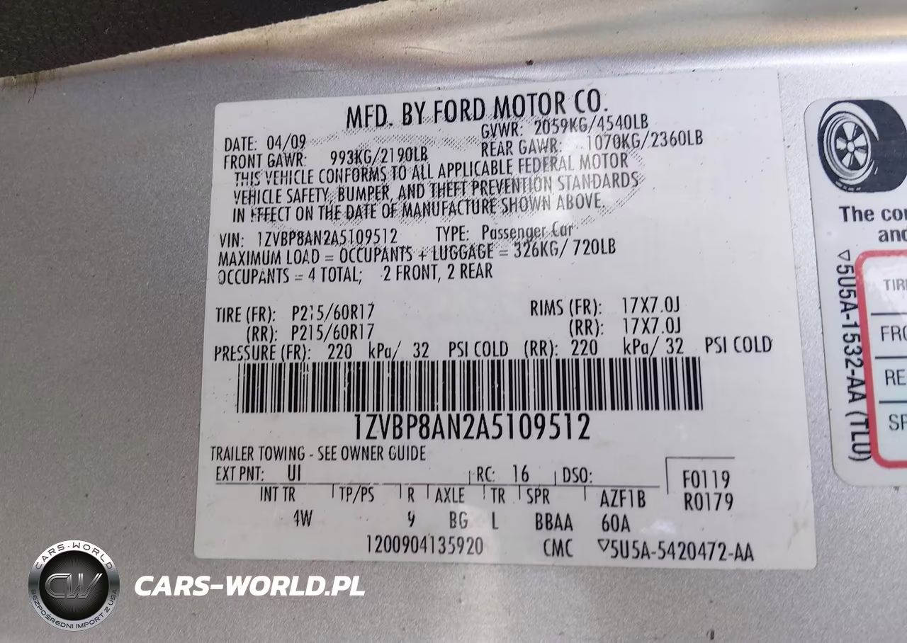 2010 Ford Mustang V6 Premium VIN:1ZVBP8AN2A5109512 - 9