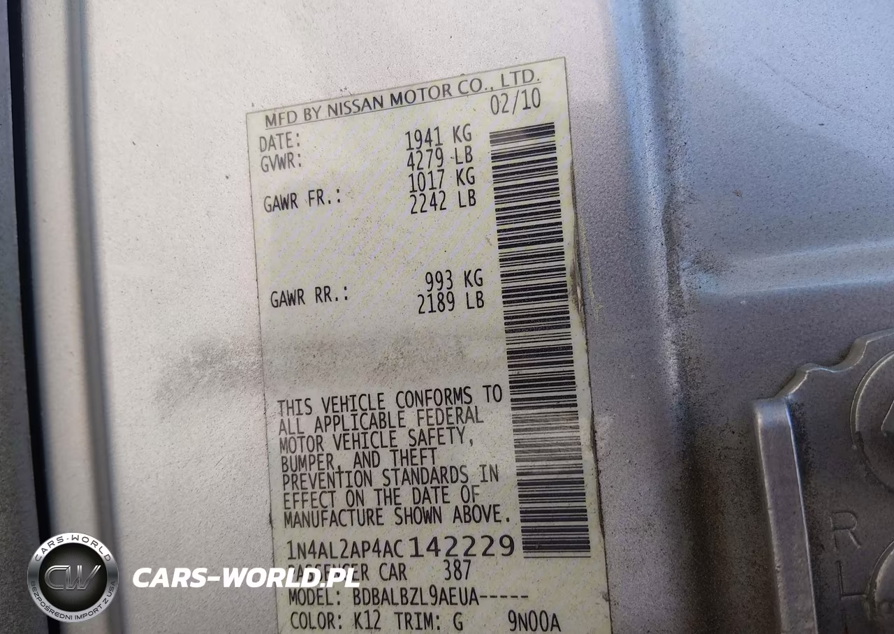 2010 Nissan Altima 2.5 S VIN:1N4AL2AP4AC142229 - 9