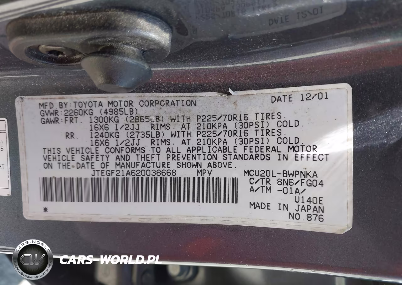 2002 Toyota Highlander V6 VIN:JTEGF21A620038668 - 9