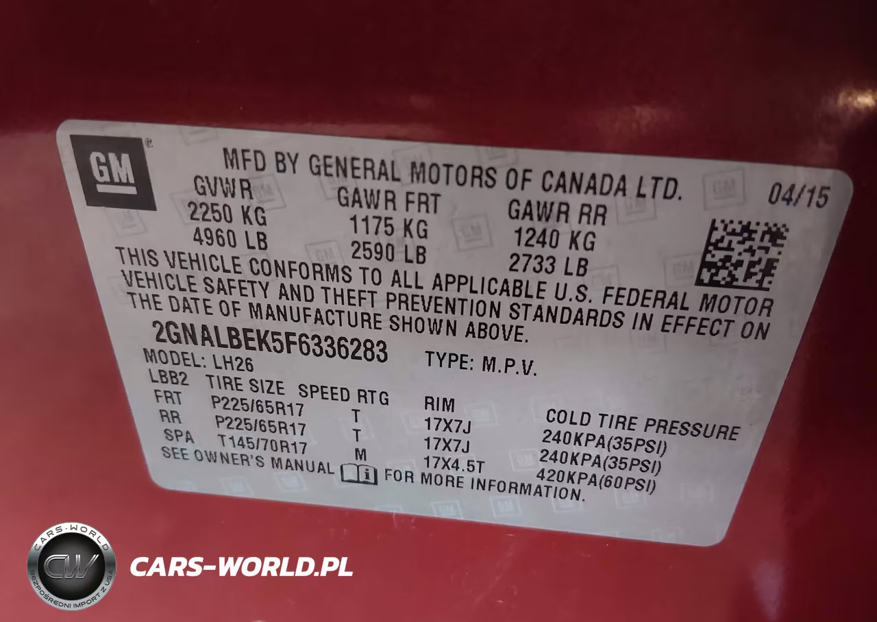2015 Chevrolet Equinox 1Lt VIN:2GNALBEK5F6336283 - 9
