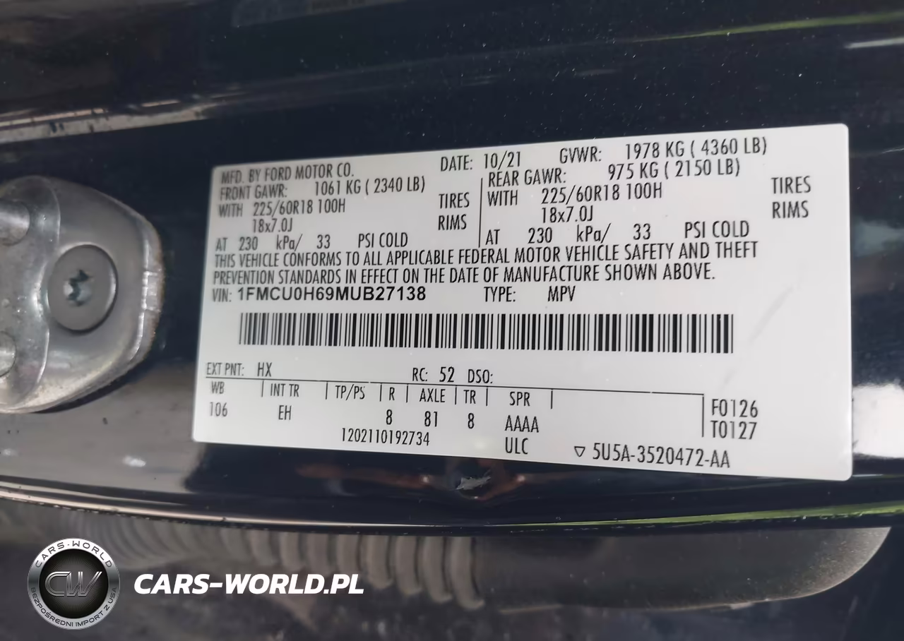 2021 Ford Escape Sel VIN:1FMCU0H69MUB27138 - 9