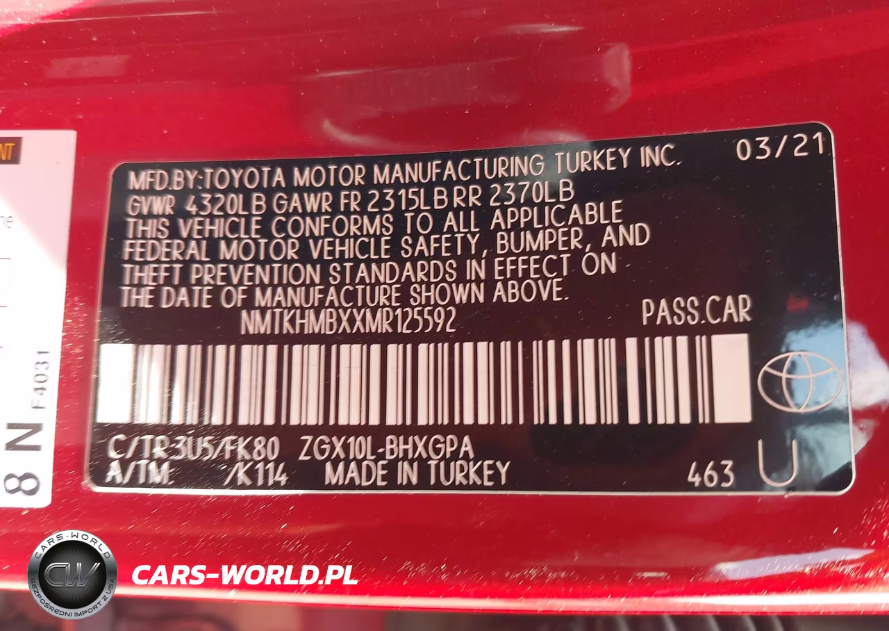 2021 Toyota C-Hr Xle VIN:NMTKHMBXXMR125592 - 9