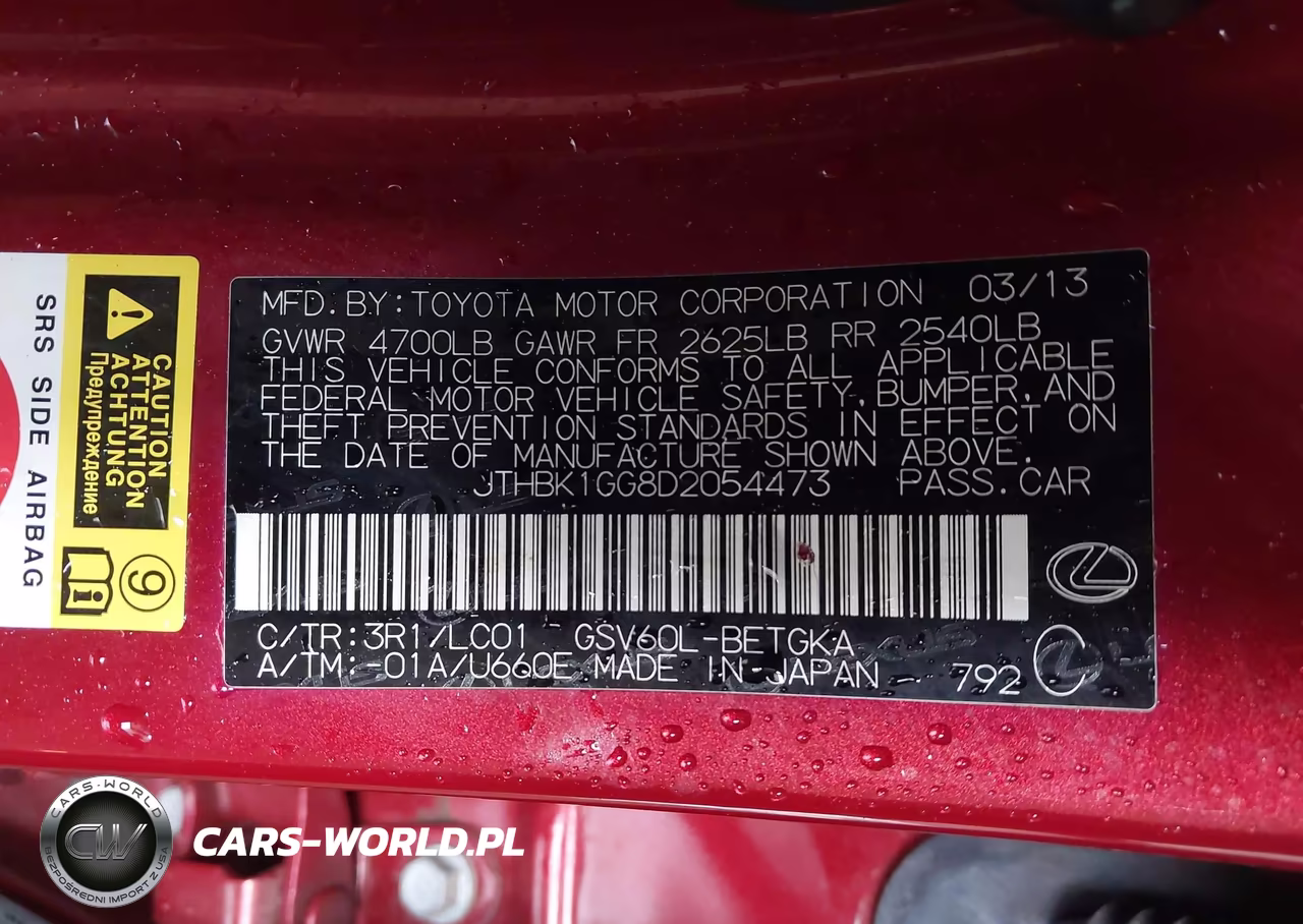 2013 Lexus Es 350 VIN:JTHBK1GG8D2054473 - 9