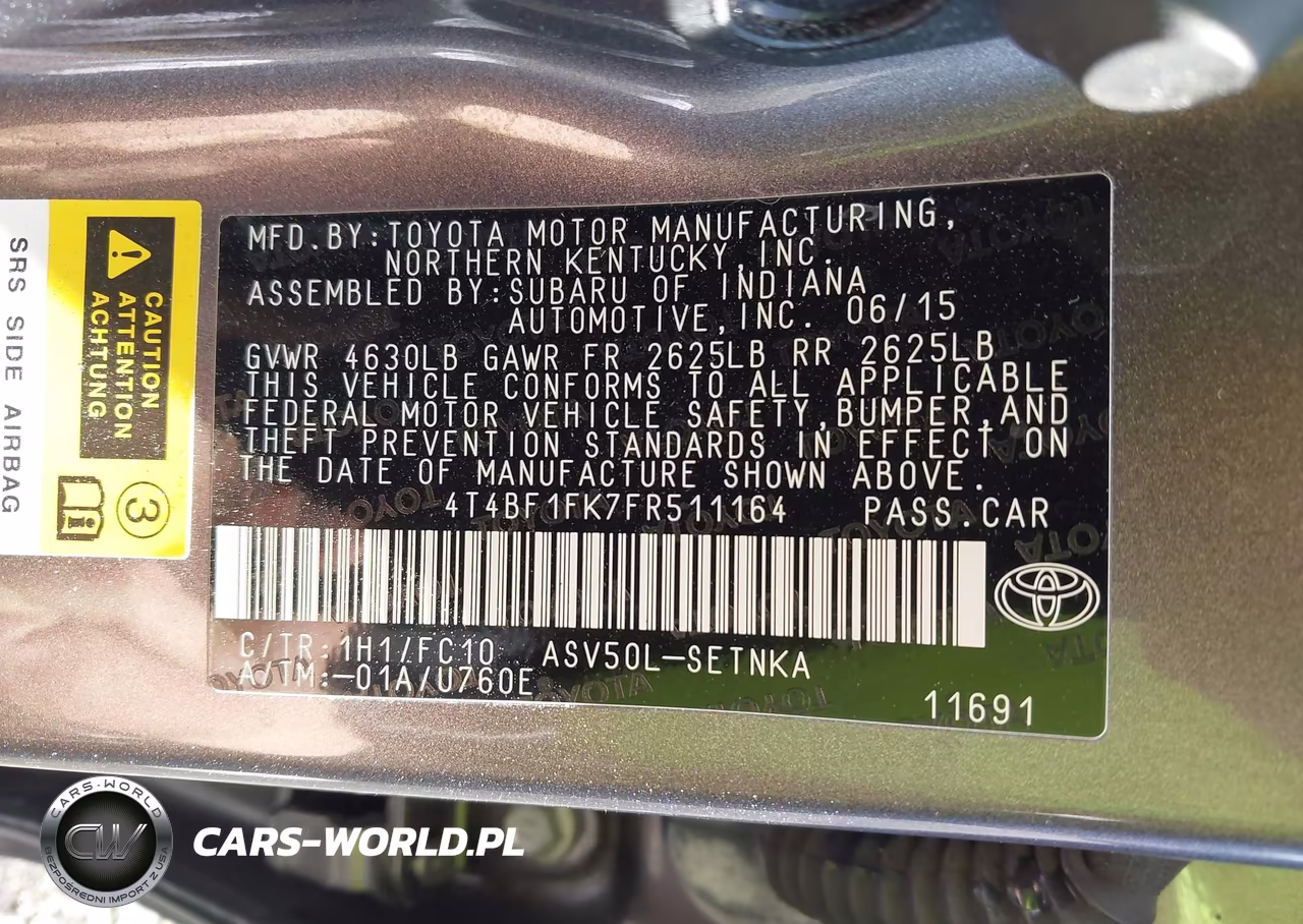 2015 Toyota Camry Le VIN:4T4BF1FK7FR511164 - 9