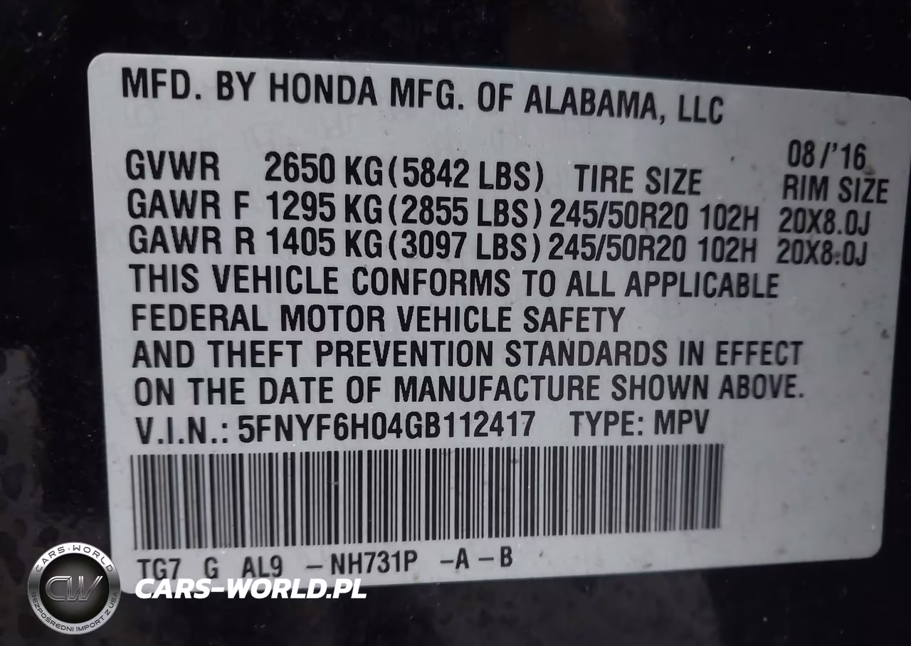2016 Honda Pilot Elite VIN:5FNYF6H04GB112417 - 9