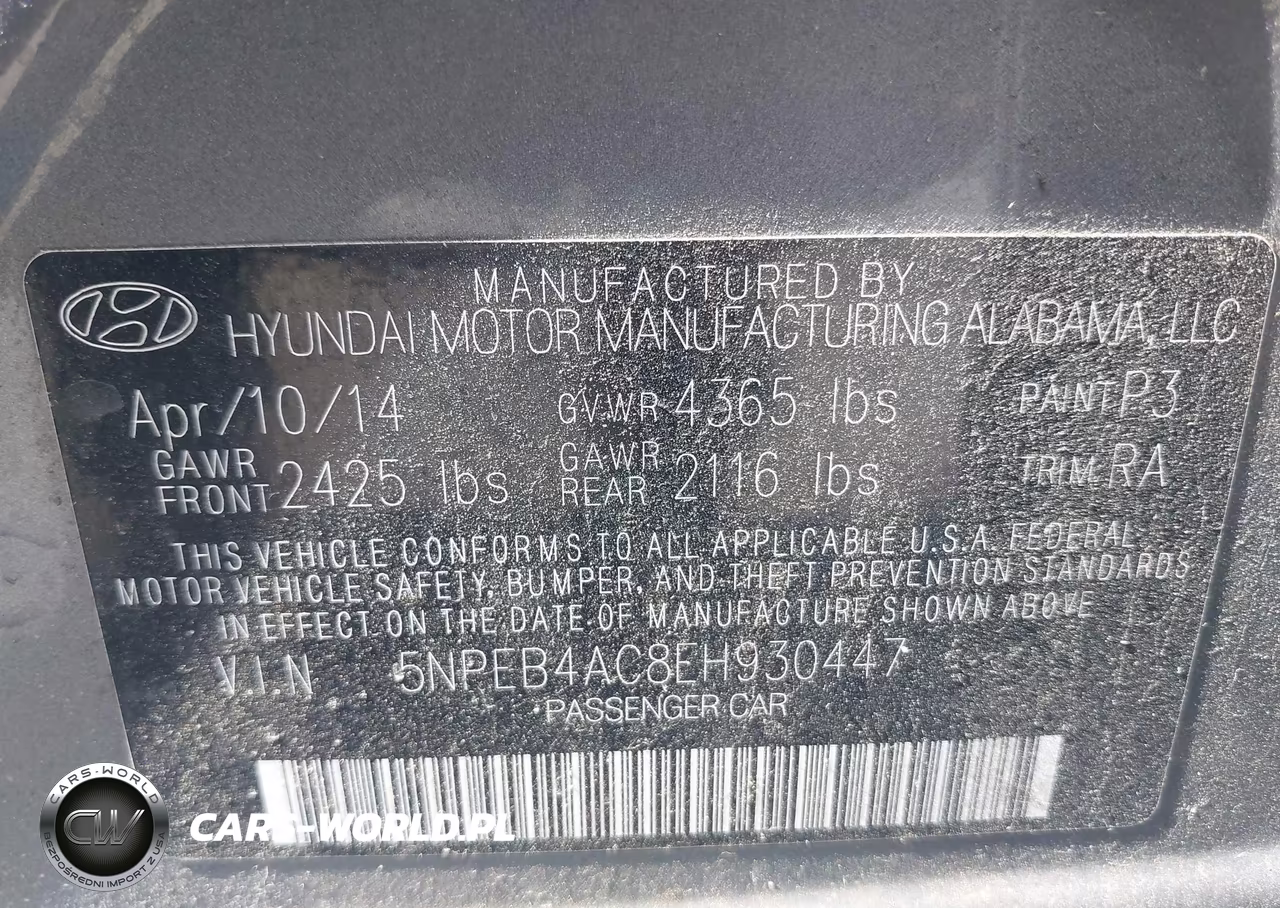 2014 Hyundai Sonata Gls VIN:5NPEB4AC8EH930447 - 9