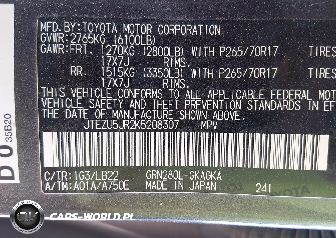 2019 Toyota 4Runner Sr5 Premium VIN:JTEZU5JR2K5208307 - 9
