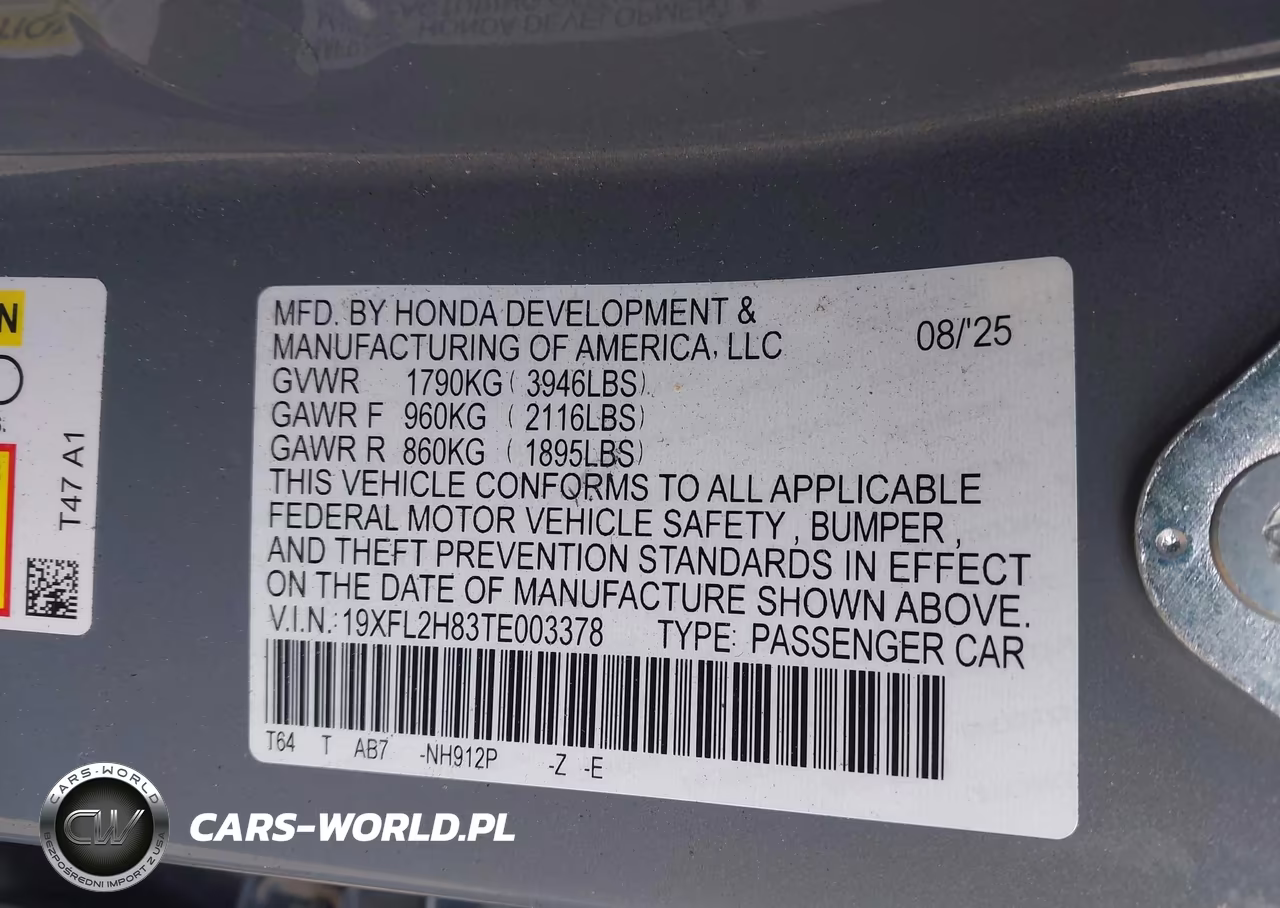 2026 Honda Civic Sport VIN:19XFL2H83TE003378 - 9