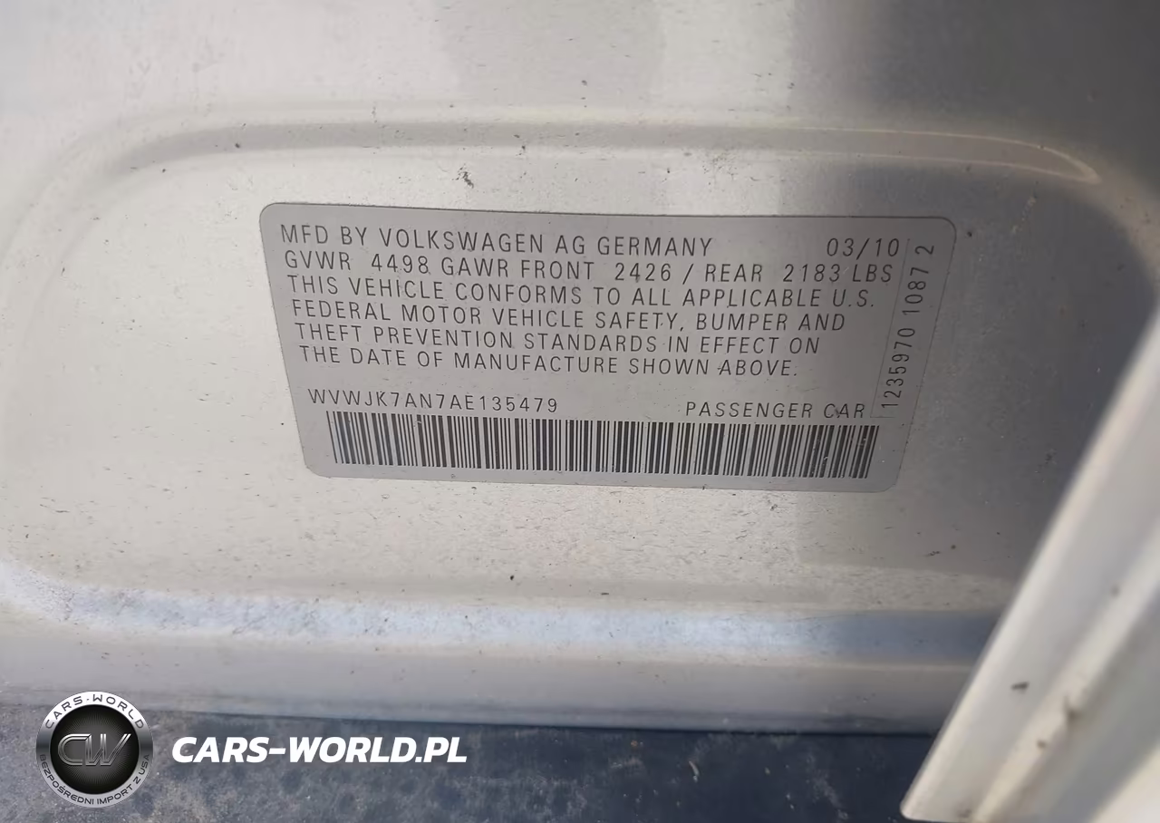 2010 Volkswagen Passat Komfort VIN:WVWJK7AN7AE135479 - 9