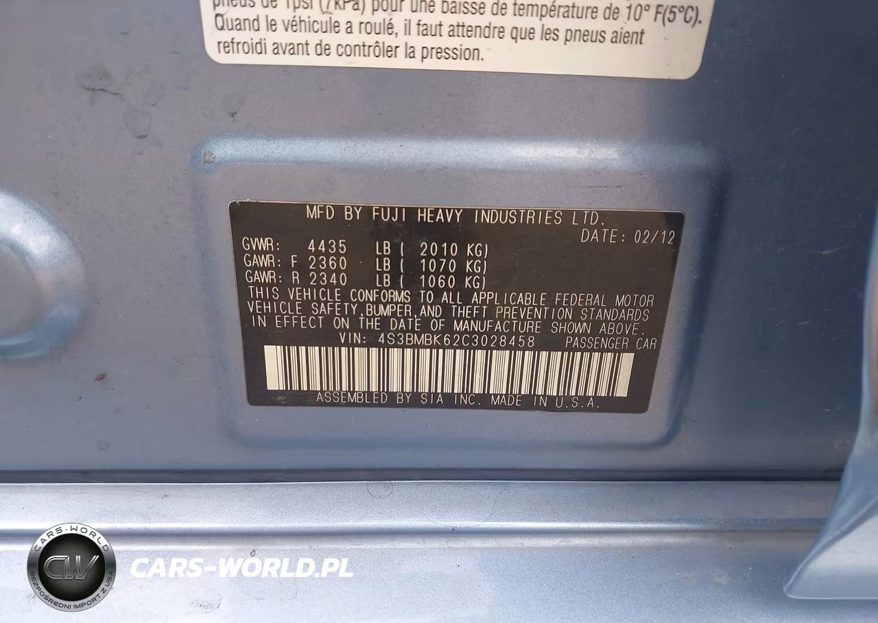 2012 Subaru Legacy 2.5I Limited VIN:4S3BMBK62C3028458 - 9