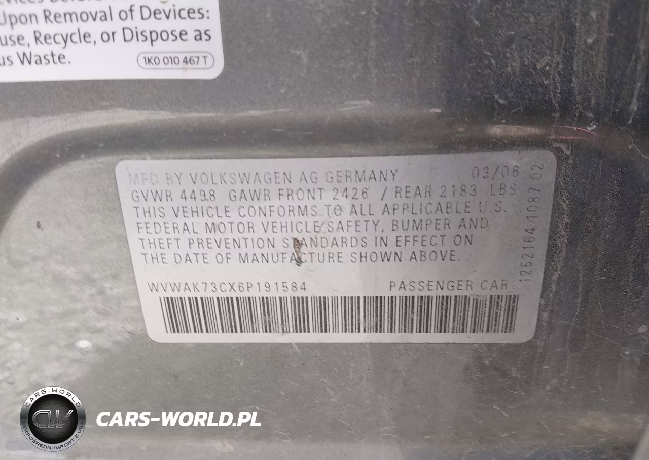 2006 Volkswagen Passat Value Edition VIN:WVWAK73CX6P191584 - 9