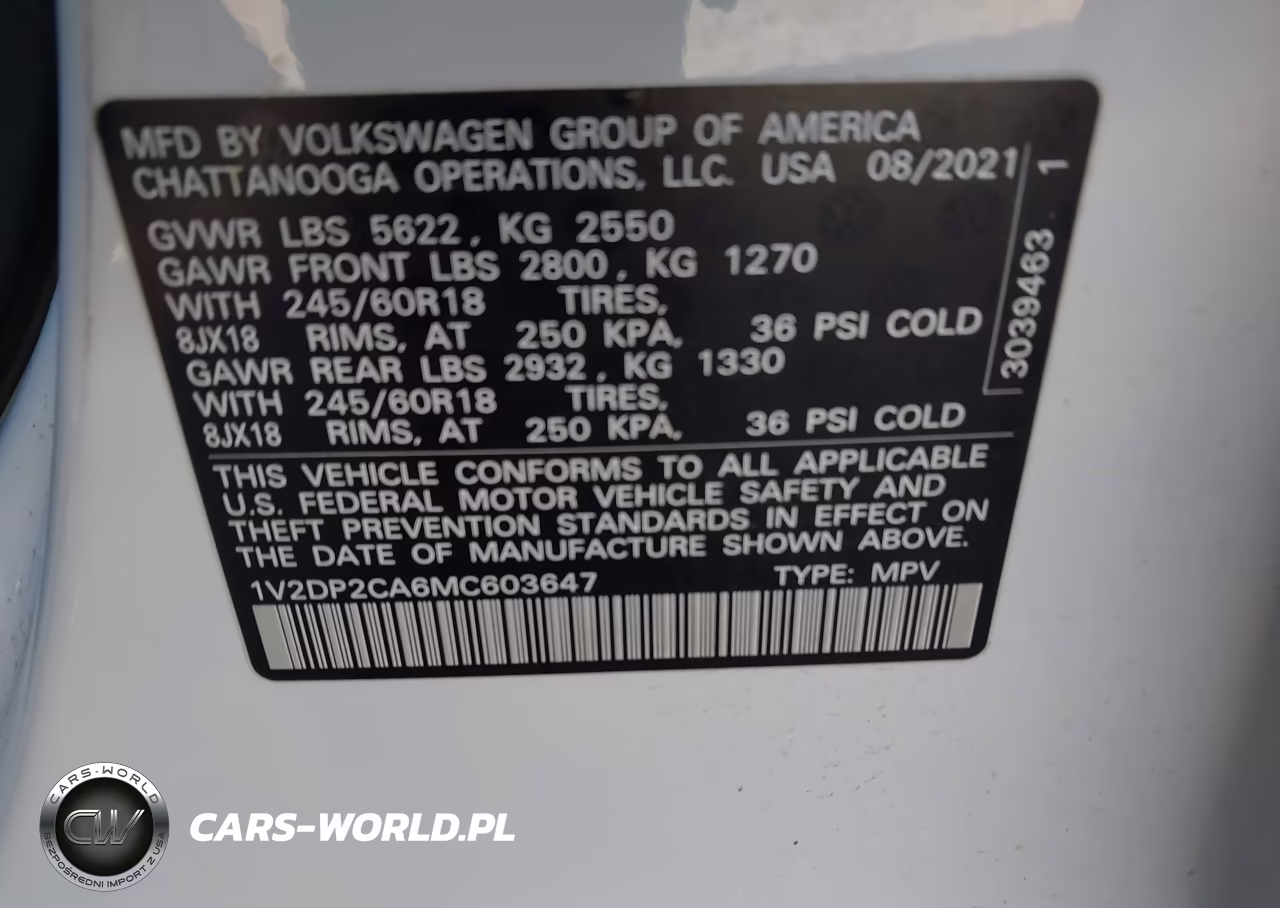2021 Volkswagen Atlas 2.0T Se VIN:1V2DP2CA6MC603647 - 9