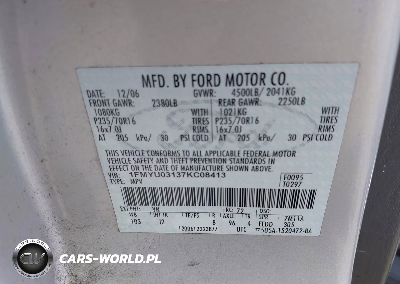2007 Ford Escape Xlt-Xlt Sport VIN:1FMYU03137KC08413 - 9