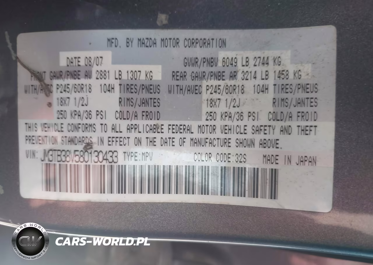 2008 Mazda Cx-9 Sport VIN:JM3TB38V580130433 - 9