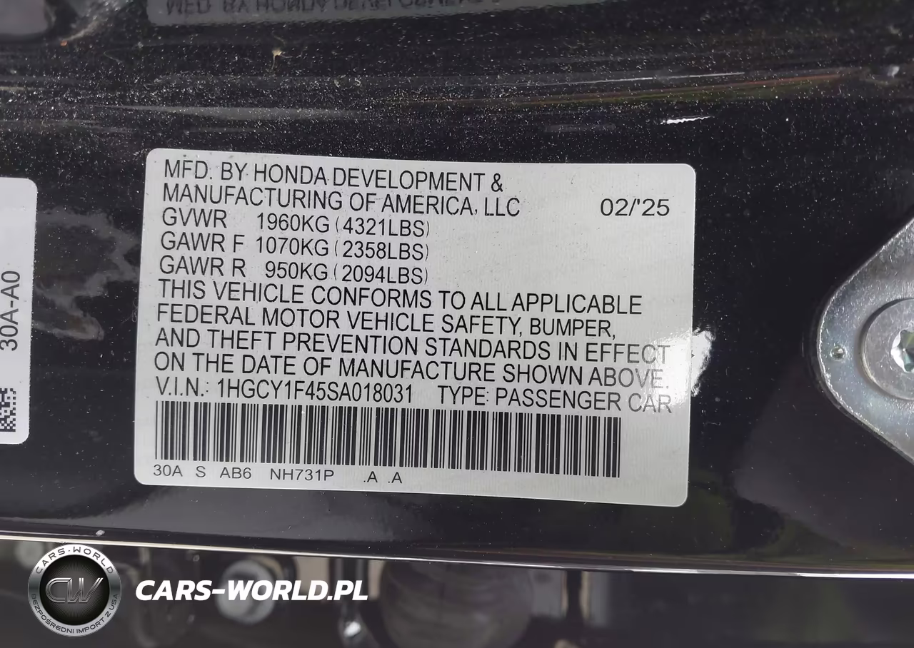 2025 Honda Accord Se VIN:1HGCY1F45SA018031 - 9