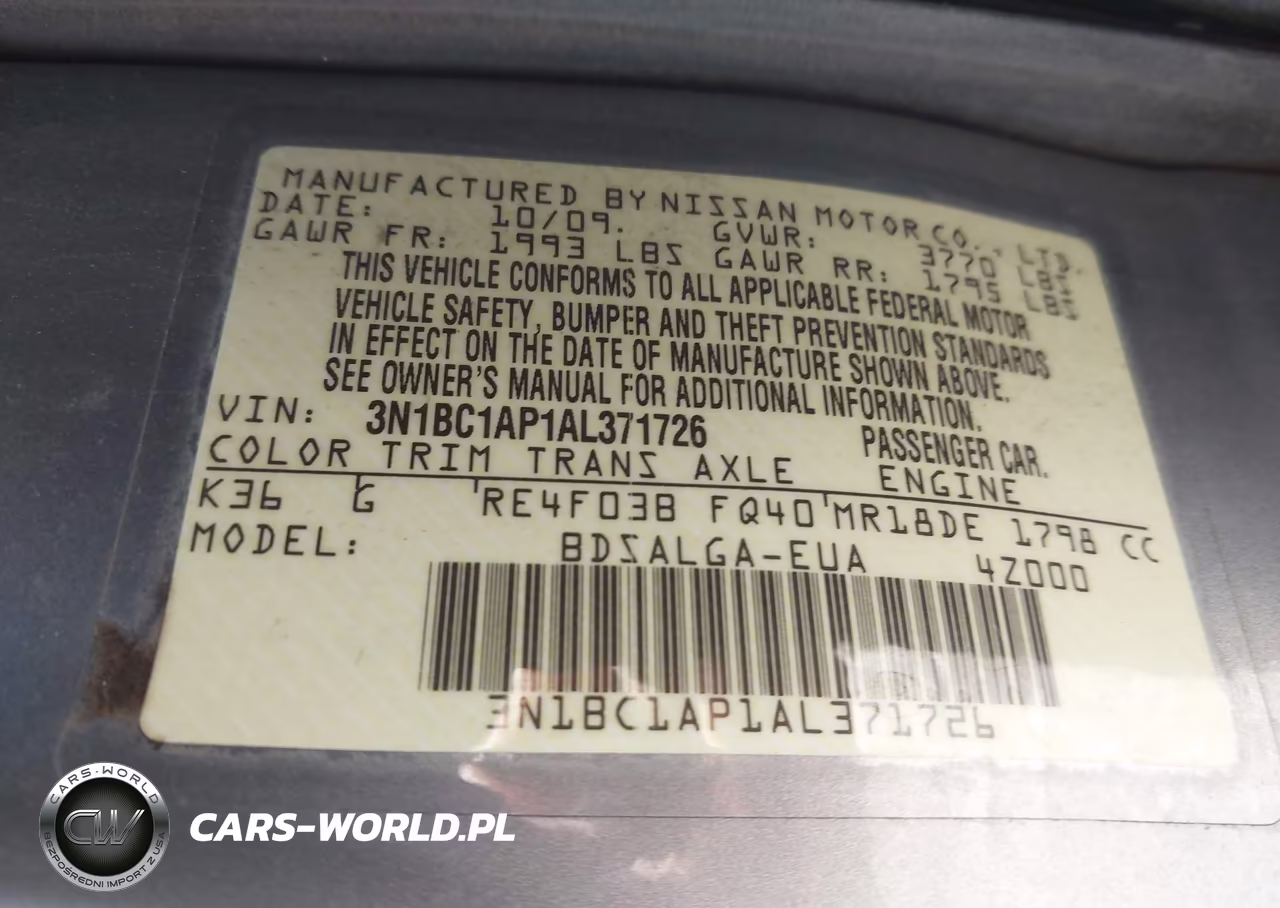 2010 Nissan Versa 1.8Sl VIN:3N1BC1AP1AL371726 - 9