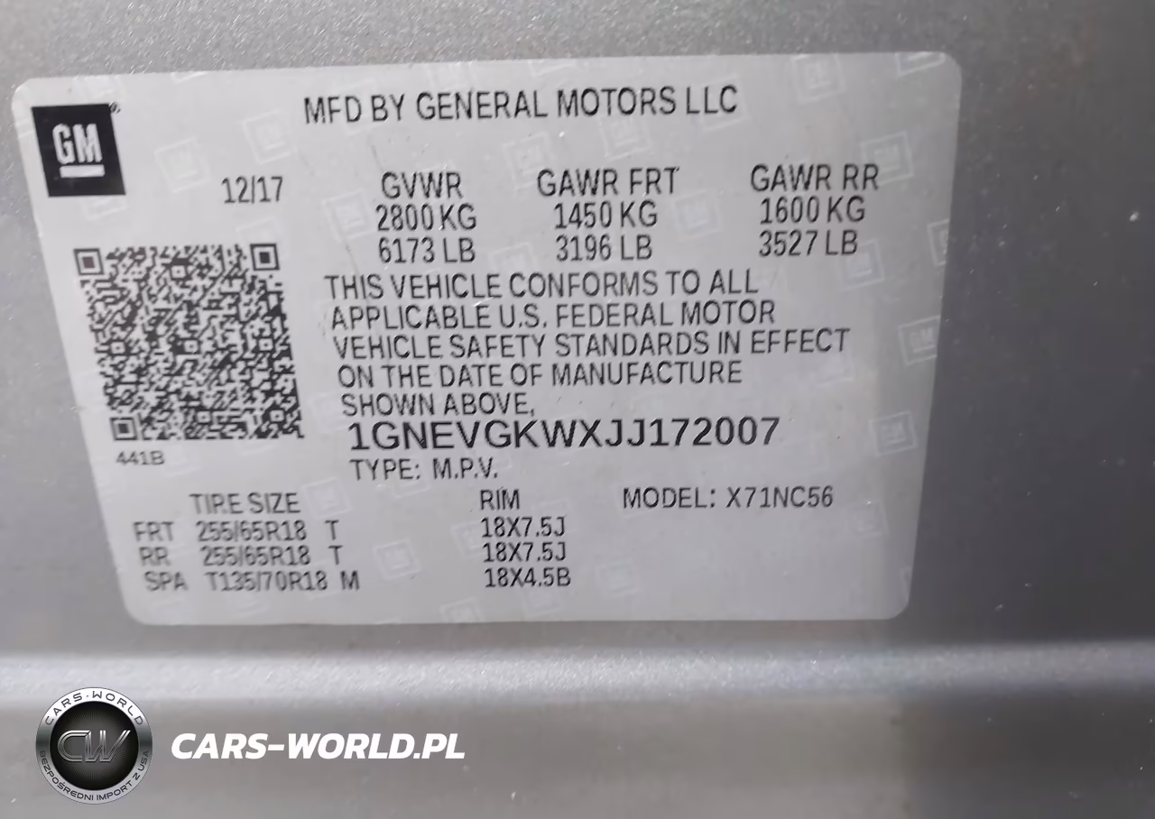 2018 Chevrolet Traverse 1Lt VIN:1GNEVGKWXJJ172007 - 9