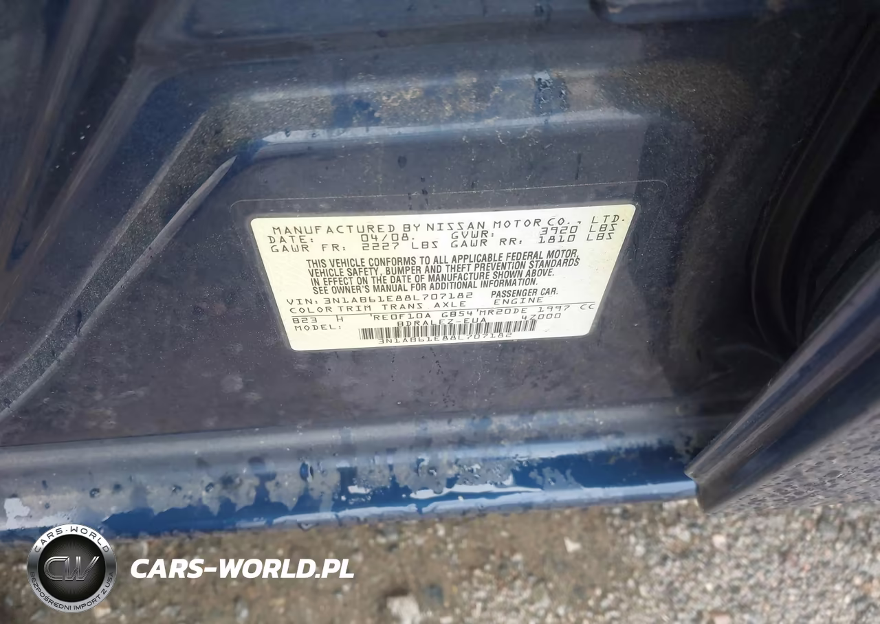 2008 Nissan Sentra 2.0S VIN:3N1AB61E88L707182 - 9