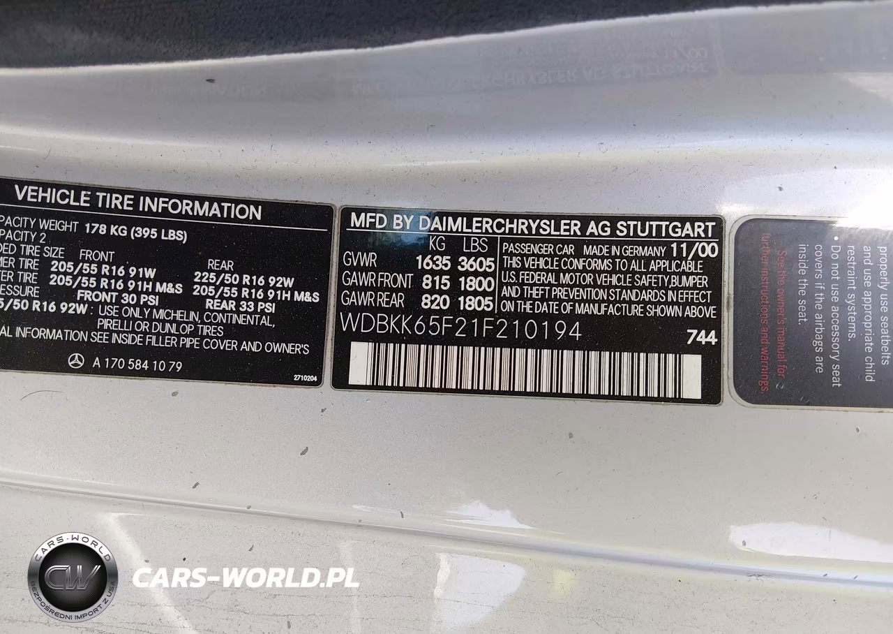 2001 Mercedes-Benz Slk 320 VIN:WDBKK65F21F210194 - 9