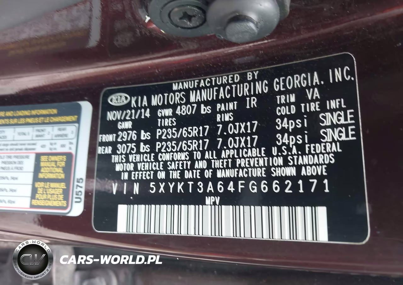 2015 Kia Sorento Lx VIN:5XYKT3A64FG662171 - 9