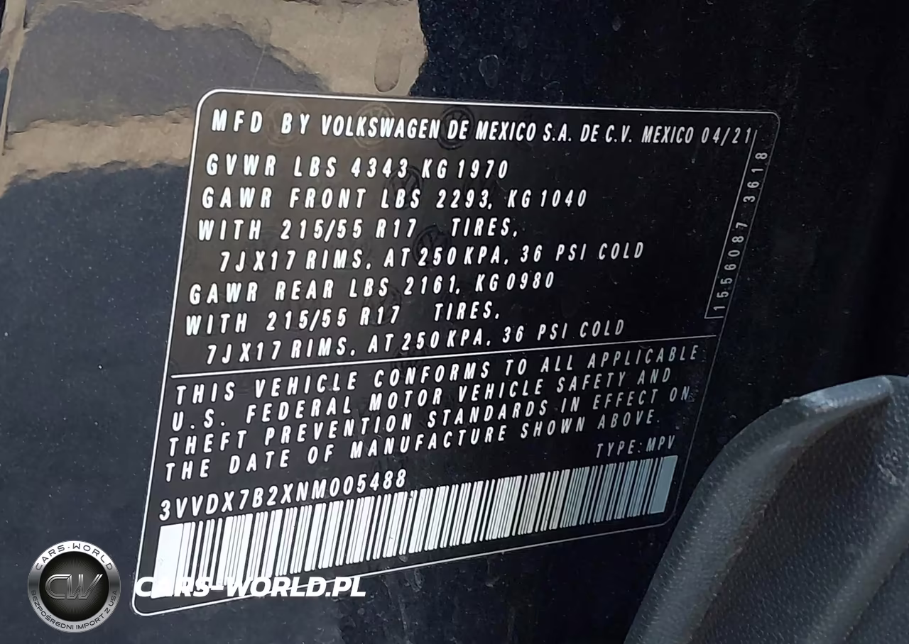 2022 Volkswagen Taos 1.5T S VIN:3VVDX7B2XNM005488 - 9