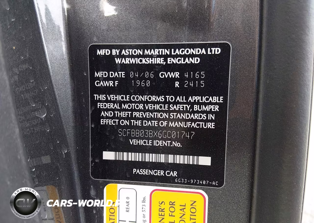 2006 Aston Martin V8 Vantage VIN:SCFBB03BX6GC01747 - 9