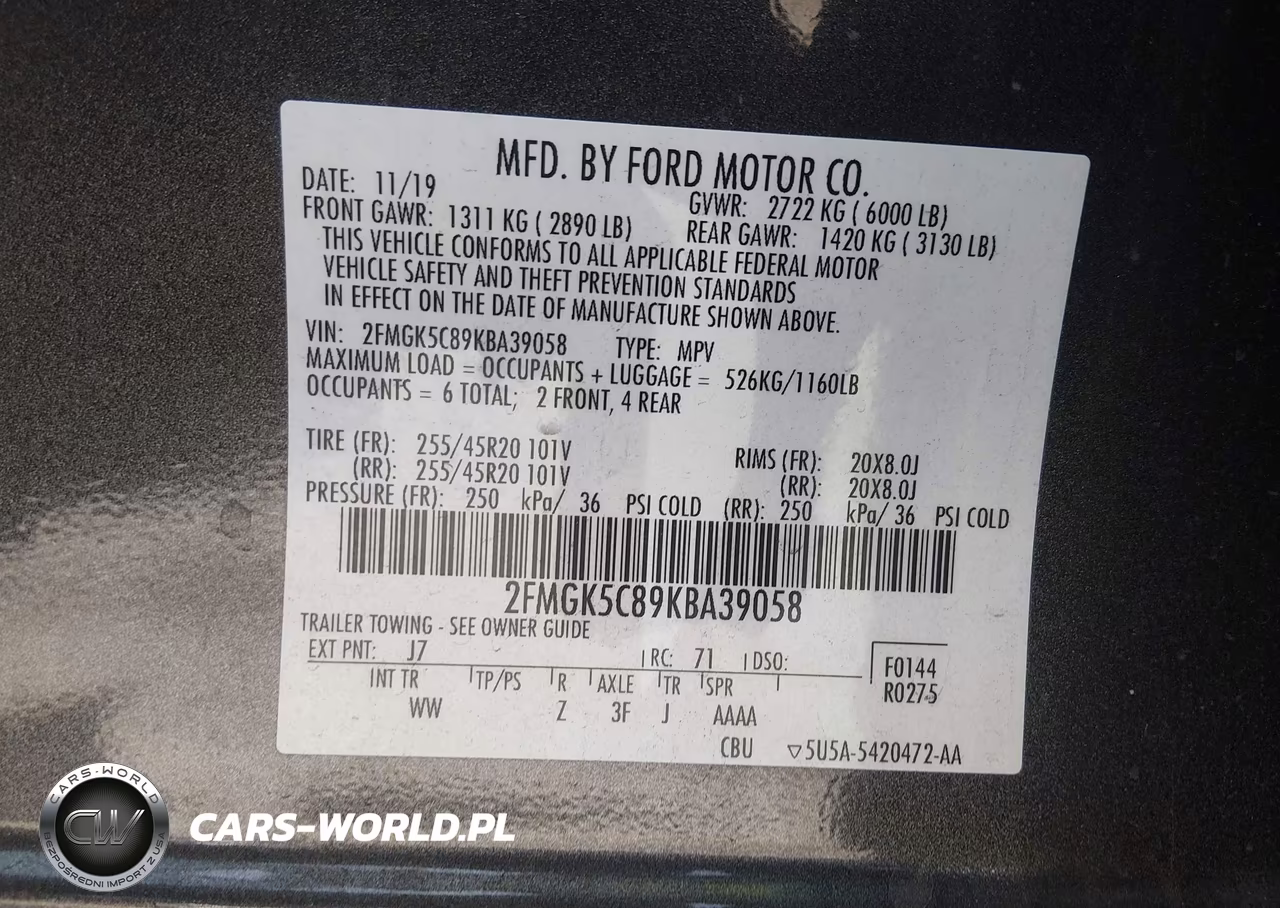 2019 Ford Flex Sel VIN:2FMGK5C89KBA39058 - 9
