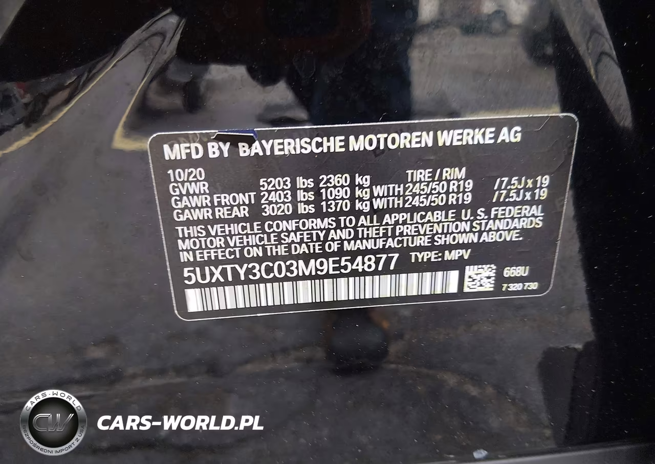 2021 BMW X3 Sdrive30I VIN:5UXTY3C03M9E54877 - 9