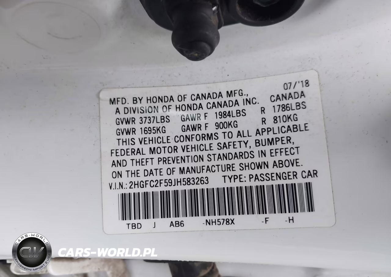 2018 Honda Civic Lx VIN:2HGFC2F59JH583263 - 9