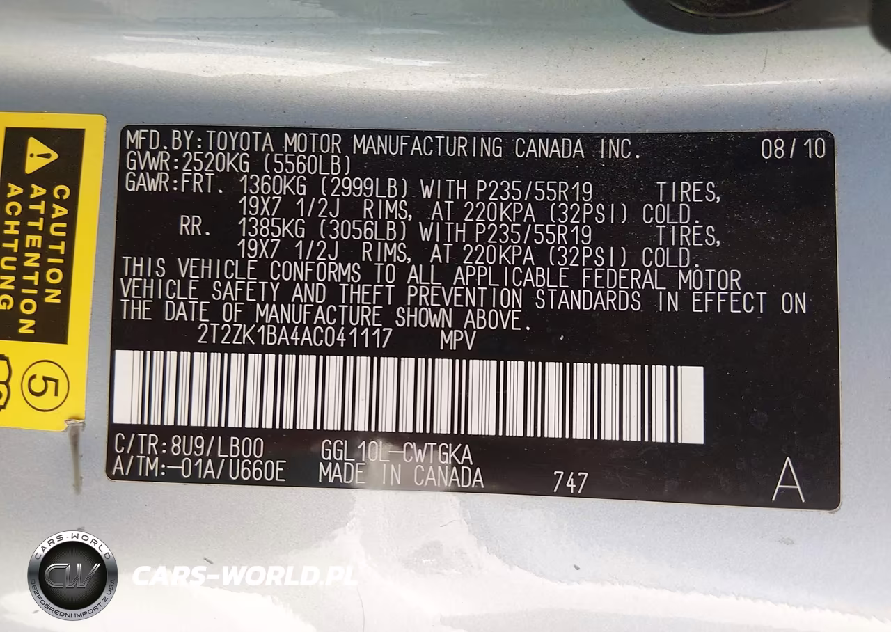 2010 Lexus Rx 350 VIN:2T2ZK1BA4AC041117 - 9