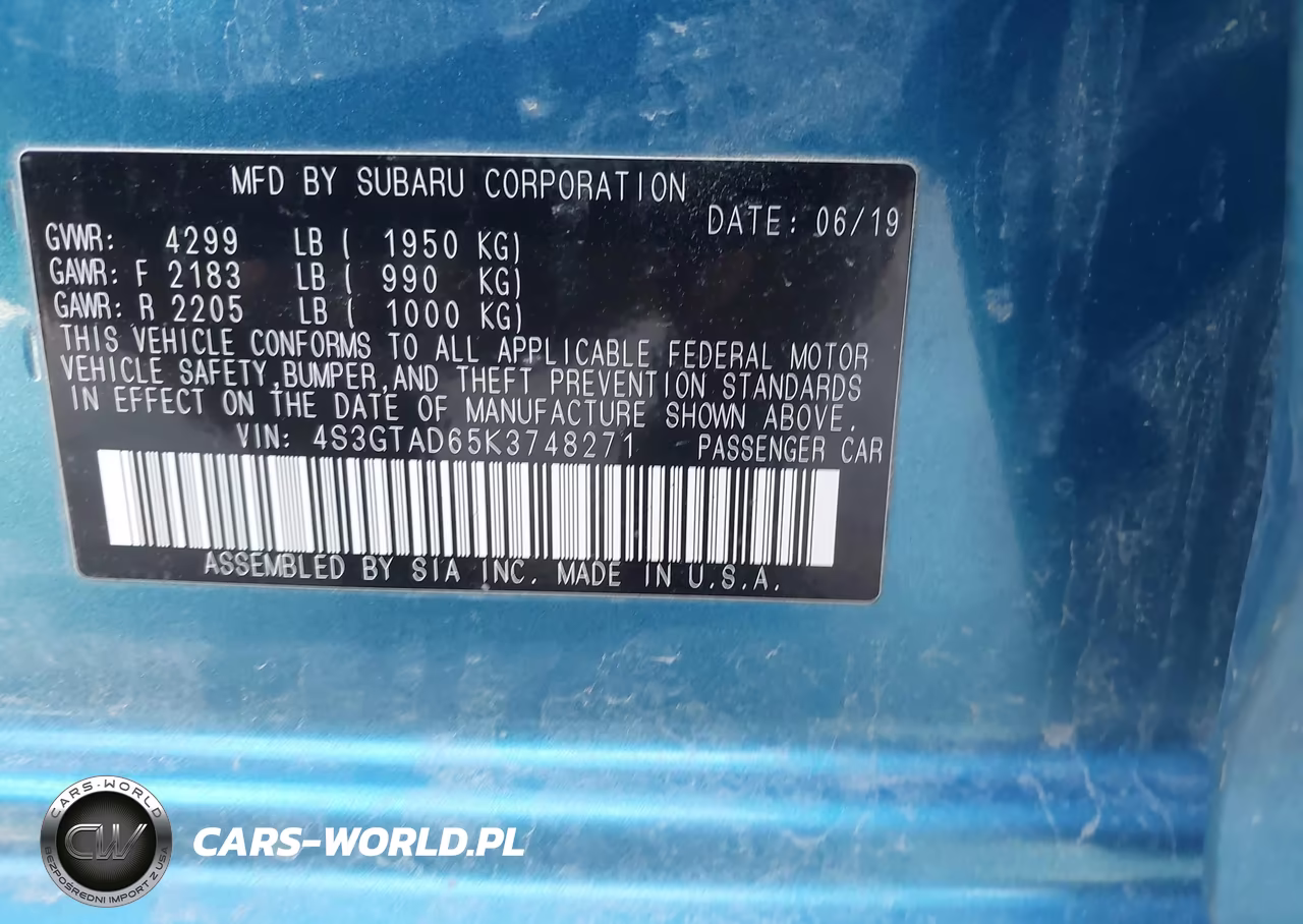 2019 Subaru Impreza 2.0I Premium VIN:4S3GTAD65K3748271 - 9