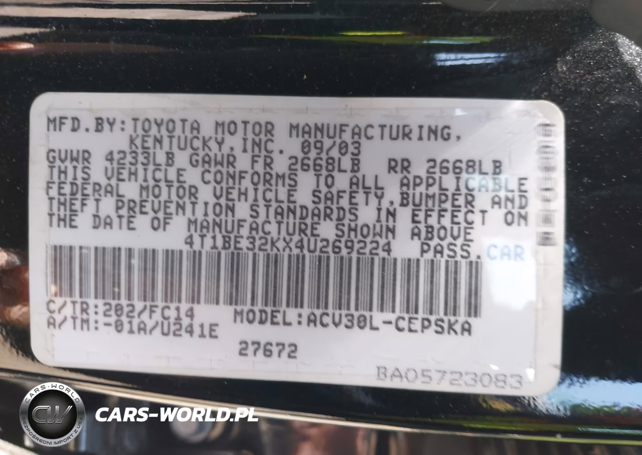 2004 Toyota Camry Se VIN:4T1BE32KX4U269224 - 9
