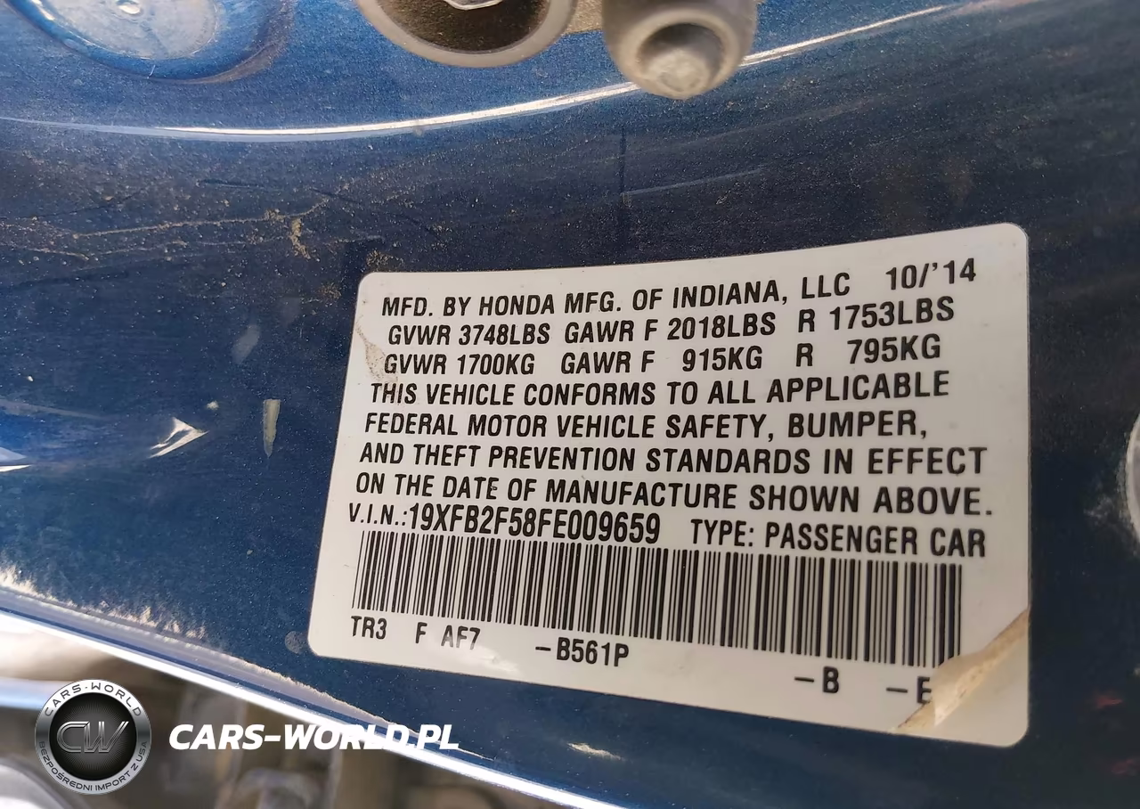 2015 Honda Civic Lx VIN:19XFB2F58FE009659 - 9