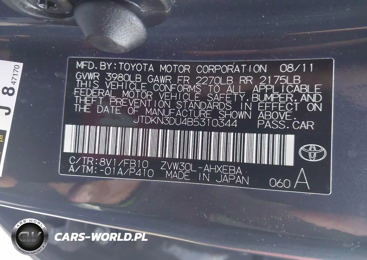 2011 Toyota Prius Three VIN:JTDKN3DU4B5310344 - 9