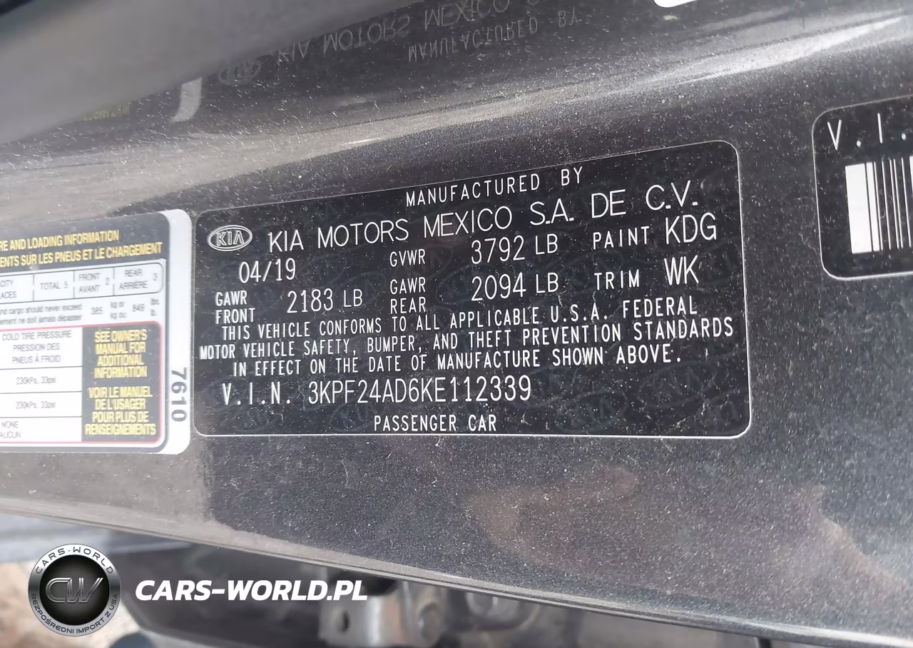2019 Kia Forte Lxs VIN:3KPF24AD6KE112339 - 9